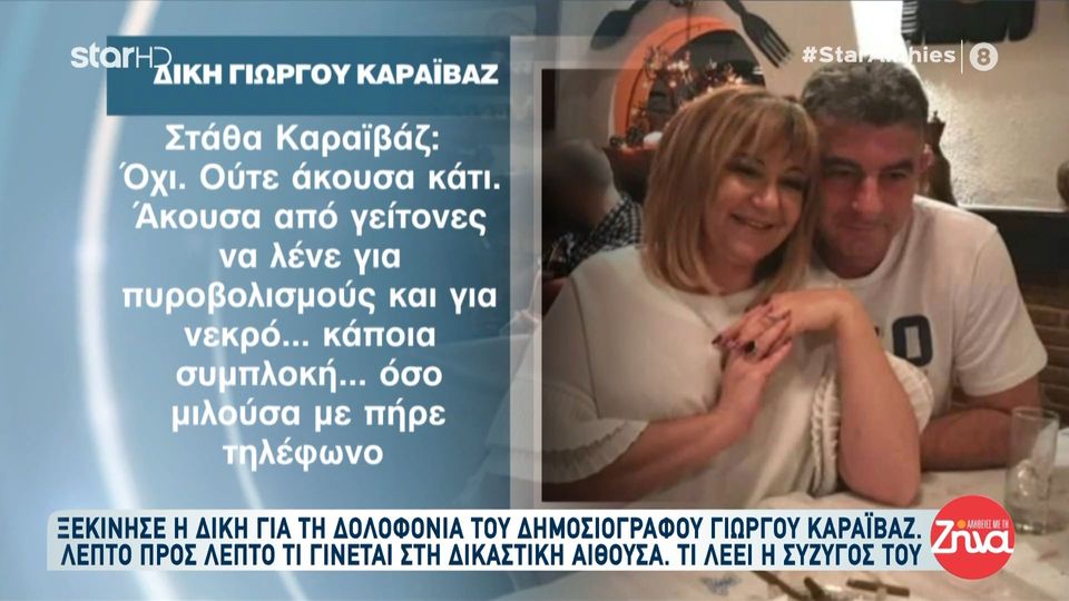 Ξεκίνησε η δίκη για τη δολοφονία του  Γιώργου Καραϊβάζ- H κατάθεση της σύζυγου του: Άκουσα από γείτονες να λένε για πυροβολισμούς και για νεκρό…